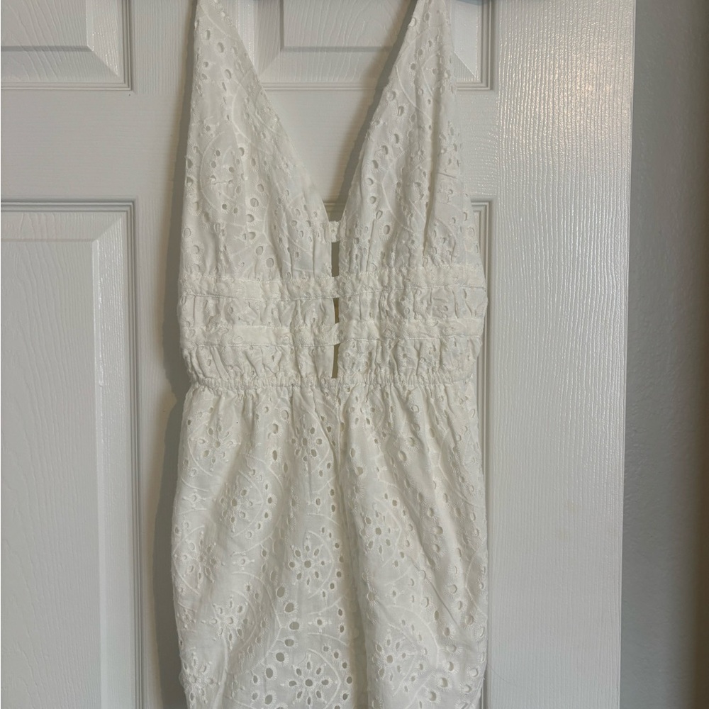La Hearts White Eyelet Jumpsuit
